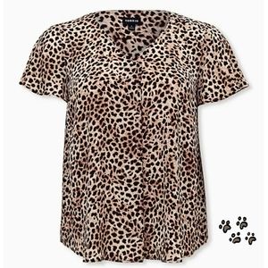 NWT Torrid Leopard Georgette Pleated Front Top Size 3X